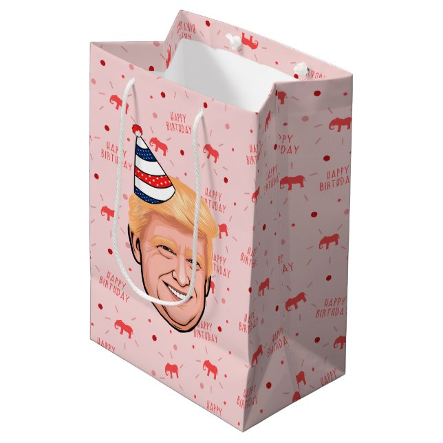 BOLSA DE REGALO MEDIANA DONALD TRUMP CUMPLEAÑOS (Angulo Anverso)