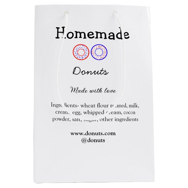 Bolsa De Regalo Mediana Donas caseras hechas con amor añade texto sitio we (Anverso)