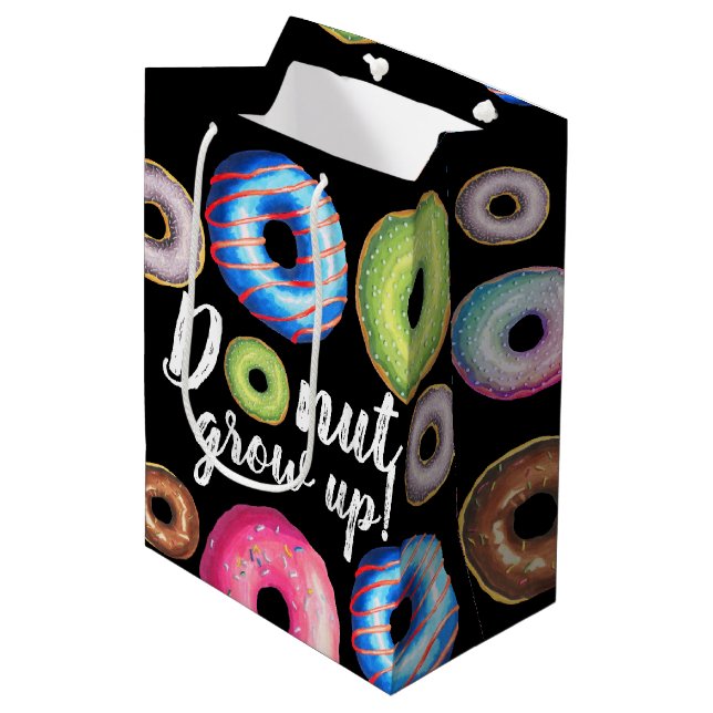 Bolsa De Regalo Mediana Donut Crece Fiesta de Cumpleaños Doughnut (Angulo Anverso)