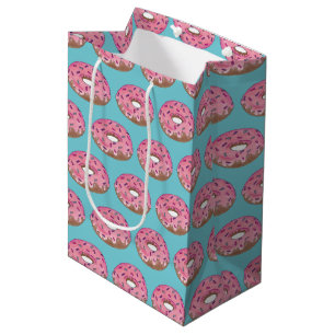 Bolsa De Regalo Mediana Donut Rosado con Purpurina Comida Basura