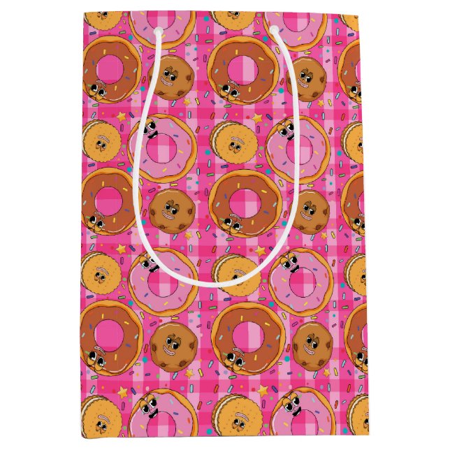 Bolsa De Regalo Mediana Donuts y dulces Personalizados retro (Anverso)