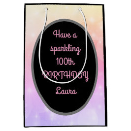 Bolsa De Regalo Mediana Dorado de lujo y rosa personalizado 100 cumpleaños