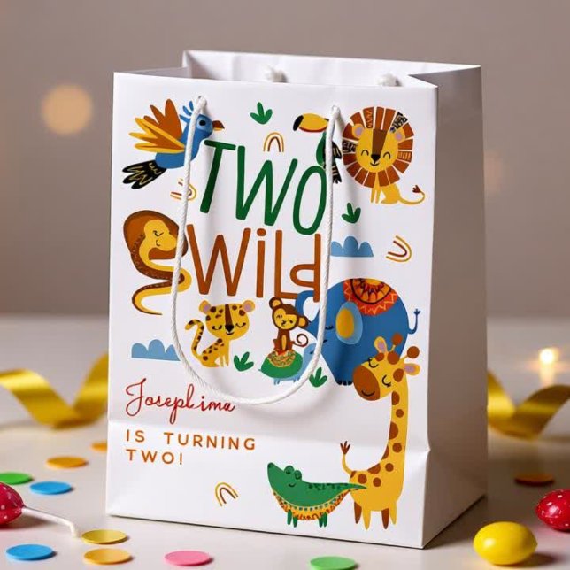 Bolsa De Regalo Mediana Dos animales salvajes de safari niños fiesta de cu (Subido por el creador)
