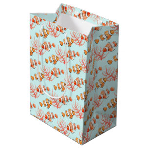 Bolsa De Regalo Mediana Dos clownfish o anemonefish con la acuarela
