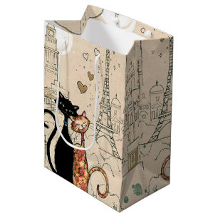 Bolsa De Regalo Mediana Dos gatos enamorados