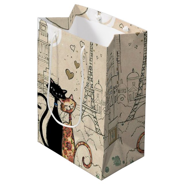Bolsa De Regalo Mediana Dos gatos enamorados (Angulo Anverso)