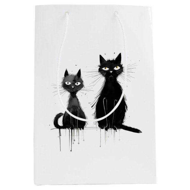 Bolsa De Regalo Mediana Dos gatos negros (Anverso)