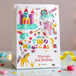 Bolsa De Regalo Mediana Dos mágicos colores arcoiris pastel unicornio segu