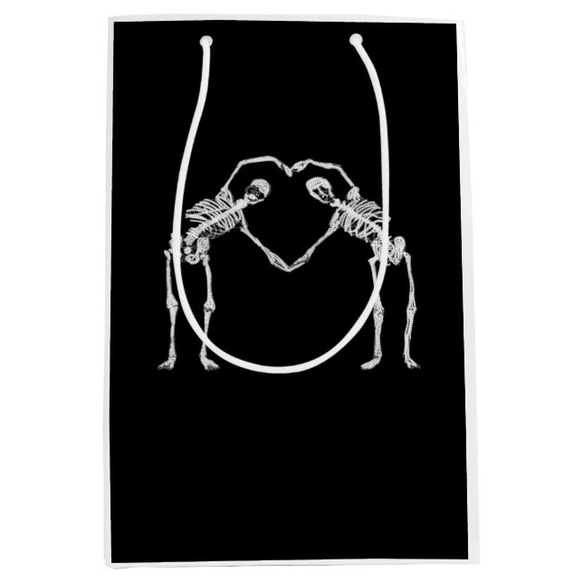 Bolsa De Regalo Mediana Dos Skeleton Hearts Hands Classic (Anverso)