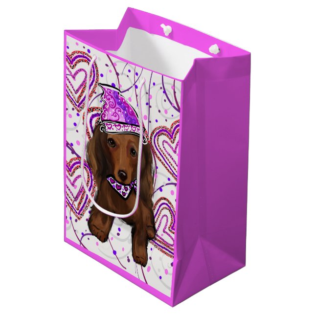 BOLSA DE REGALO MEDIANA DOXIE ROJO DE PELO LARGO (Angulo Anverso)