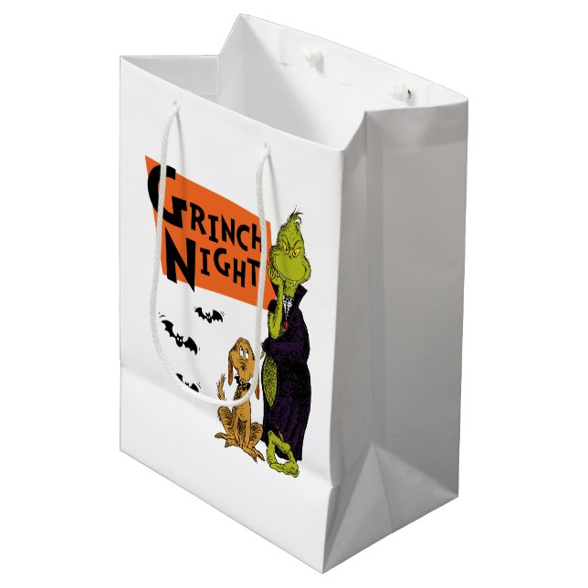 Bolsa De Regalo Mediana Dr. Seuss | Gráfica nocturna de Hallowen Grinch (Angulo Anverso)