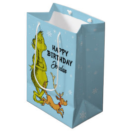 Bolsa De Regalo Mediana Dr. Seuss | Grinch Cumpleaños de invierno