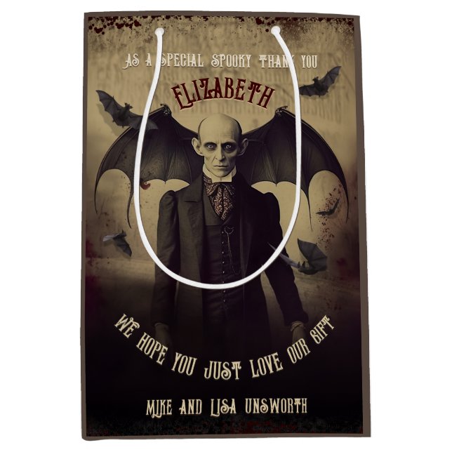 Bolsa De Regalo Mediana Drácula gótica victoriana Halloween (Anverso)