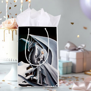 Bolsa De Regalo Mediana Dragón blanco Fantasy Auroras