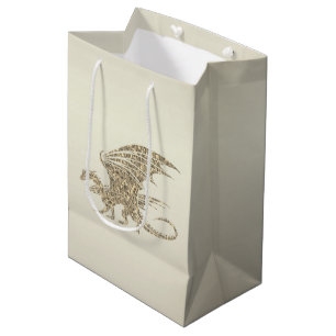 Bolsa De Regalo Mediana Dragón de mosaico asombroso oro