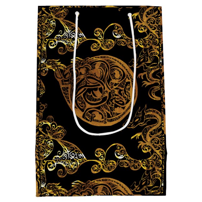 Bolsa De Regalo Mediana Dragón de oro (Reverso)