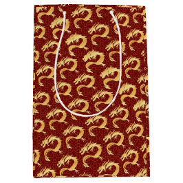 Bolsa De Regalo Mediana Dragón Dorado Chino Año Nuevo desea el rojo orient