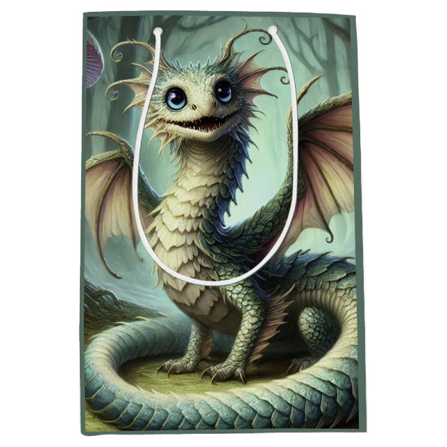 Bolsa De Regalo Mediana Dragon Jabberwocky Cute Fantasía Creatividad Arte (Anverso)