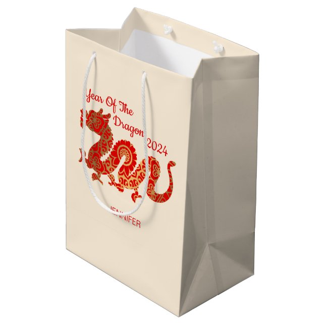 Bolsa De Regalo Mediana Dragón moderno de Mandala 2024 Año Nuevo chino (Angulo reverso)