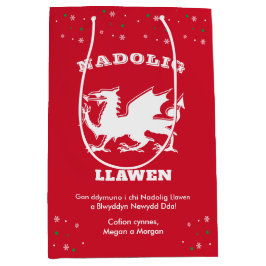 Bolsa De Regalo Mediana Dragon Nadolig Llawen Welsh Temática Feliz Navidad