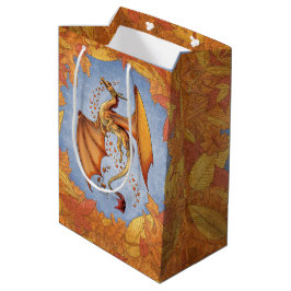 Bolsa De Regalo Mediana Dragón naranja del arte de la fantasía otoñal
