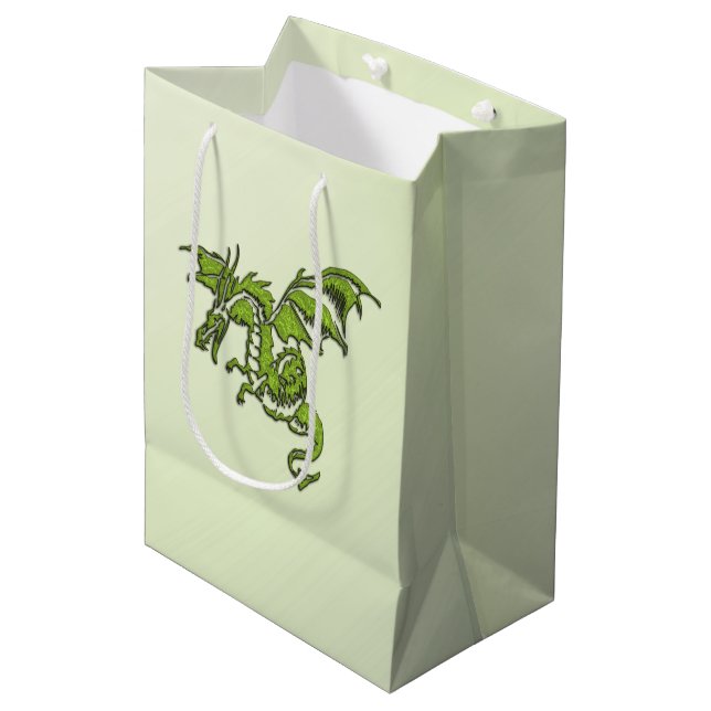 Bolsa De Regalo Mediana Dragón volador verde (Angulo Anverso)