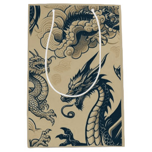 Bolsa De Regalo Mediana Dragones de fantasía antigüados