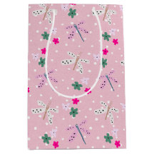 Dragonflies and Flowes On Polka Dots