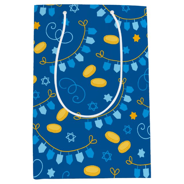 Bolsa De Regalo Mediana Dreidels de Janucá (Anverso)