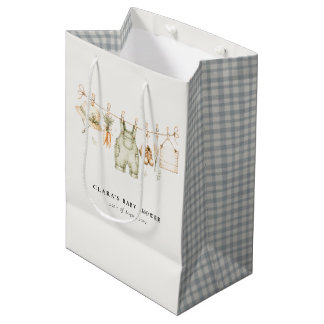 Bolsa De Regalo Mediana Ducha de bebé de acuarela de tendedero de ropa de 