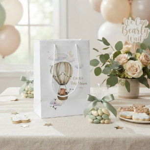 Bolsa De Regalo Mediana Ducha de bebé Globo Aerostático Acuarela Oso de Pe