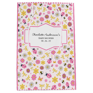 Bolsa De Regalo Mediana Ducha de Bebé Niña Mariquita Rosa