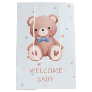 Bolsa De Regalo Mediana Ducha de bebé niño Oso de peluche - Estrellas azul