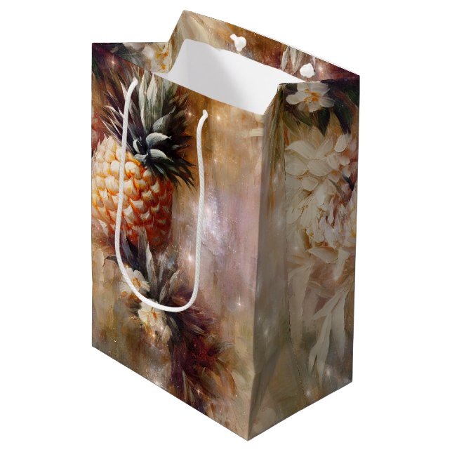 Bolsa De Regalo Mediana Ducha de Novia Brillo de Piñas Tropicales (Angulo Anverso)