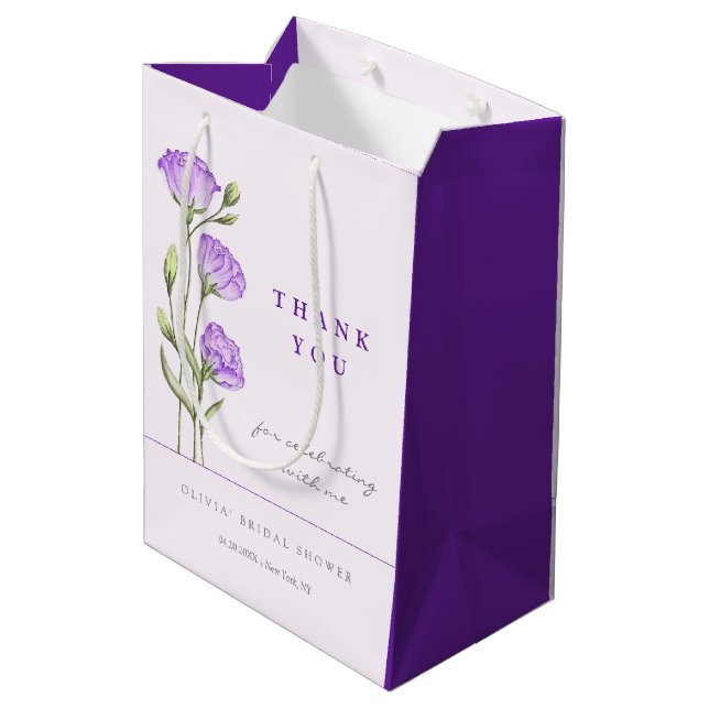 Bolsa De Regalo Mediana Ducha de novia Purple Eustomas (Angulo reverso)
