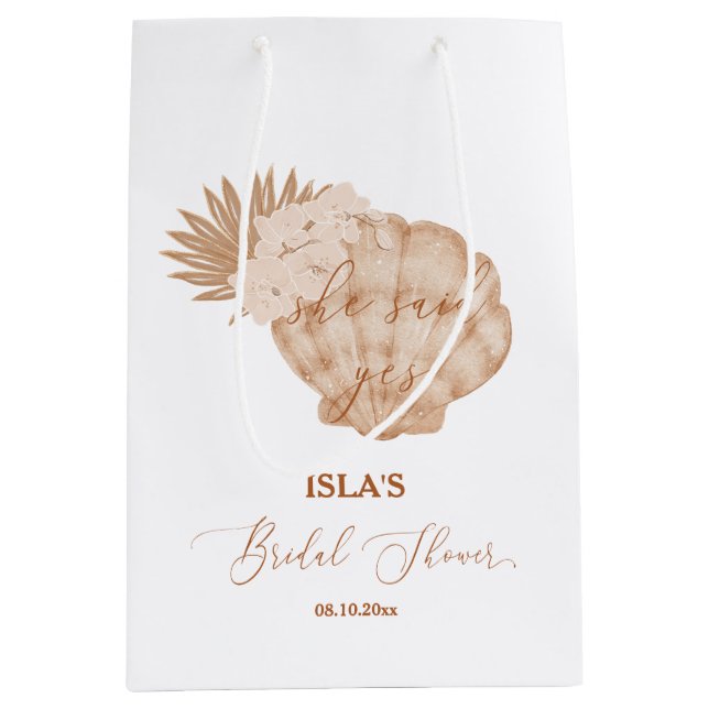 Bolsa De Regalo Mediana Ducha de novias Boho Beach Seashell (Anverso)