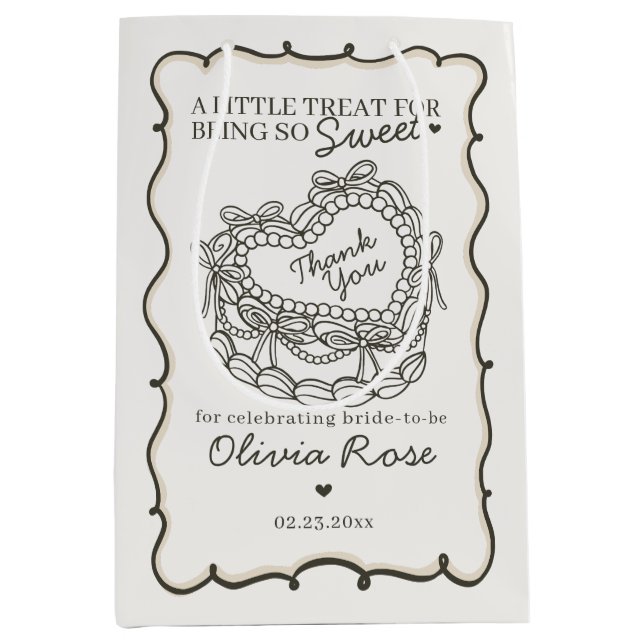 Bolsa De Regalo Mediana Ducha nupcial de tarta de coqueta de coco retro de (Anverso)