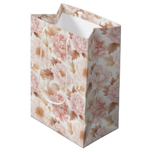 Bolsa De Regalo Mediana Ducha Nupcial Floral de Rosas Rosadas