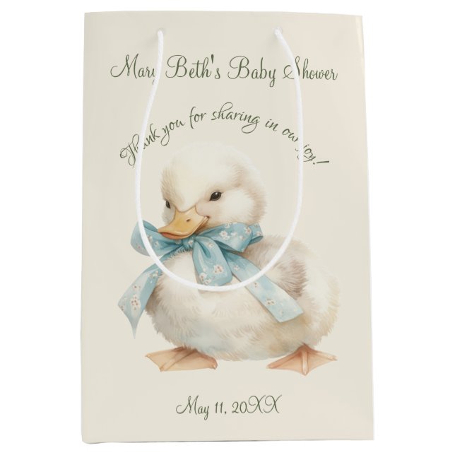 Bolsa De Regalo Mediana Duckling with Ribbon Baby Shower  (Anverso)