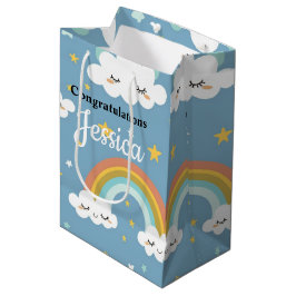 Bolsa De Regalo Mediana Dulce Arcoíris y Nube Baby Shower 7” l x 4.5” w x
