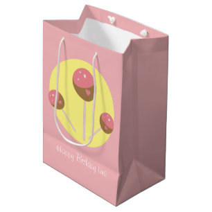Bolsa De Regalo Mediana Dulce Cake Pop San Valentín Rosa