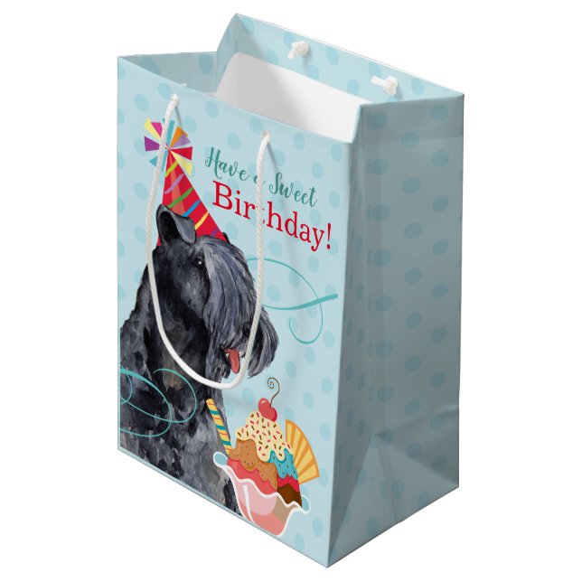 Bolsa De Regalo Mediana Dulce cumpleaños Kerry Blue Terrier (Angulo Anverso)