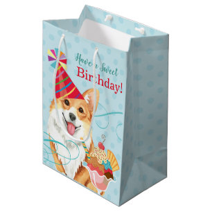 Bolsa De Regalo Mediana Dulce cumpleaños Pembroke Welsh Corgi