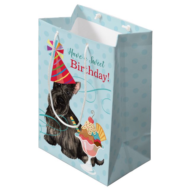 Bolsa De Regalo Mediana Dulce cumpleaños Scottish Terrier (Angulo Anverso)