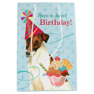 Bolsa De Regalo Mediana Dulce cumpleaños Smooth Fox Terrier