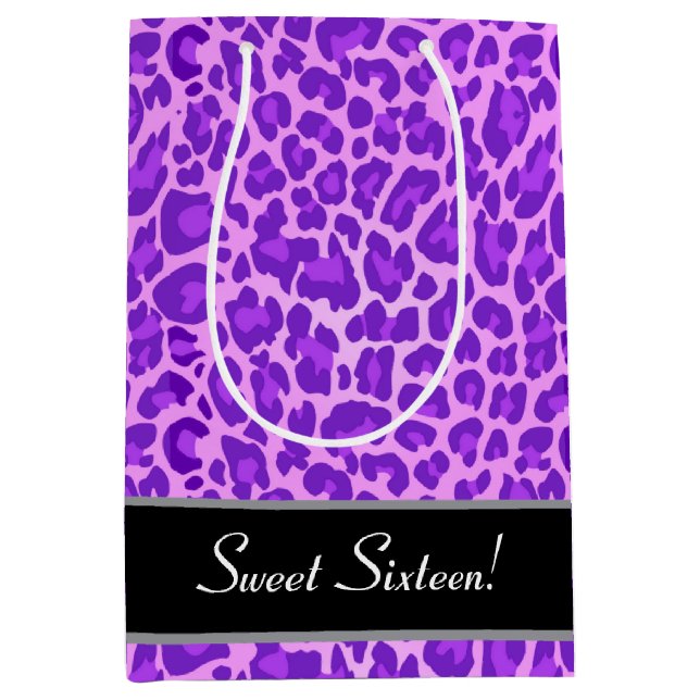 Bolsa De Regalo Mediana Dulce leopardo púrpura femenino A27 de 16 (Anverso)