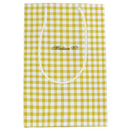 Bolsa De Regalo Mediana Dulce patrón de gingham amarillo cálido