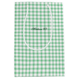 Bolsa De Regalo Mediana Dulce Patrón de Gingham Verde Pastel
