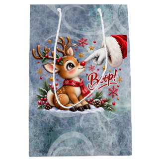 Bolsa De Regalo Mediana Dulce Santa y Boop en la Nariz de Reno Navidad