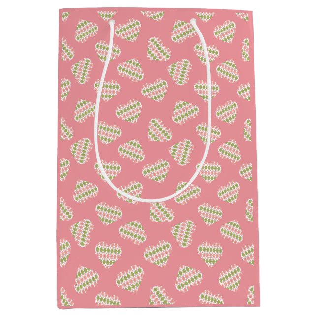 Bolsa De Regalo Mediana Dulce Valentine Argyle Corazones dulce rosa (Anverso)
